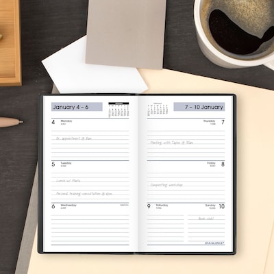 2027 AT-A-GLANCE DayMinder 3.5" x 6" Weekly Planner, Plastic Cover, Black (SK48-00-27)