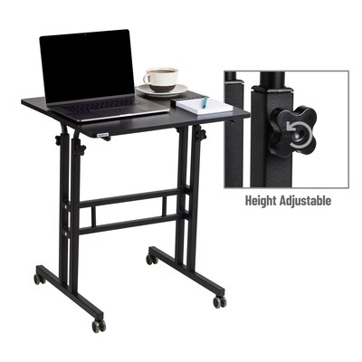 Mind Reader 27.5"- 39" Mobile Adjustable Sit/Stand Desk, Black (SDROLLXL-BLK)
