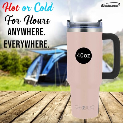 Brentwood Geojug Stainless Steel Double Walled Tumbler Cup, 40 oz., Pink (CMB-1200PK)