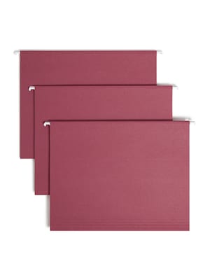 Smead Hanging File Folders, 1/5-Cut Adjustable Tab, Letter Size, Maroon, 25/Box (64073)