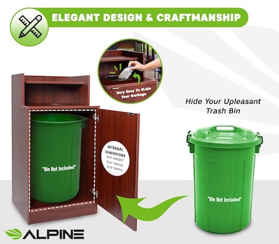 Alpine Industries Food Service Trash Can Enclosure, 32 Gallon, Mahogany (ALP476-DH-MA)