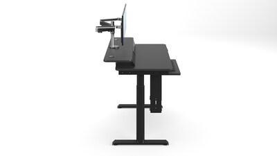 VersaDesk PowerLift Split-Level 48"W Electric Rectangular Adjustable Standing Desk, Black (PL2SD4830-BB)