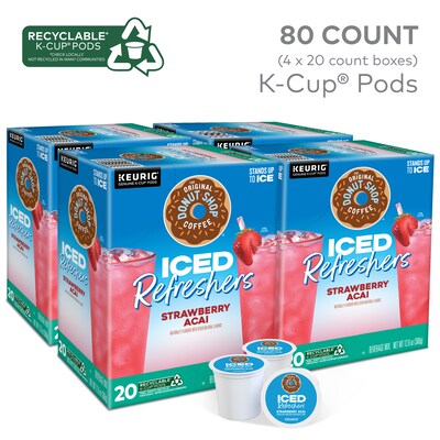 The Original Donut Shop Iced Refreshers Strawberry Acai, Keurig® K-Cup® Pods, 80/Carton (5000379382CT)
