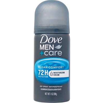 Dove Men+Care 72 Hour Clean Comfort Dry Spray Antiperspirant , 1 oz Can, 12 Cans/Bag, 18 Bags/Carton