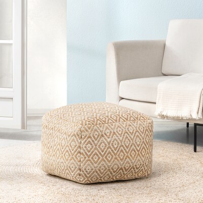 Anji Mountain Cherokee Mustard Ivory Fabric Rectangular Pouf Ottoman (AMBPF155-2014)