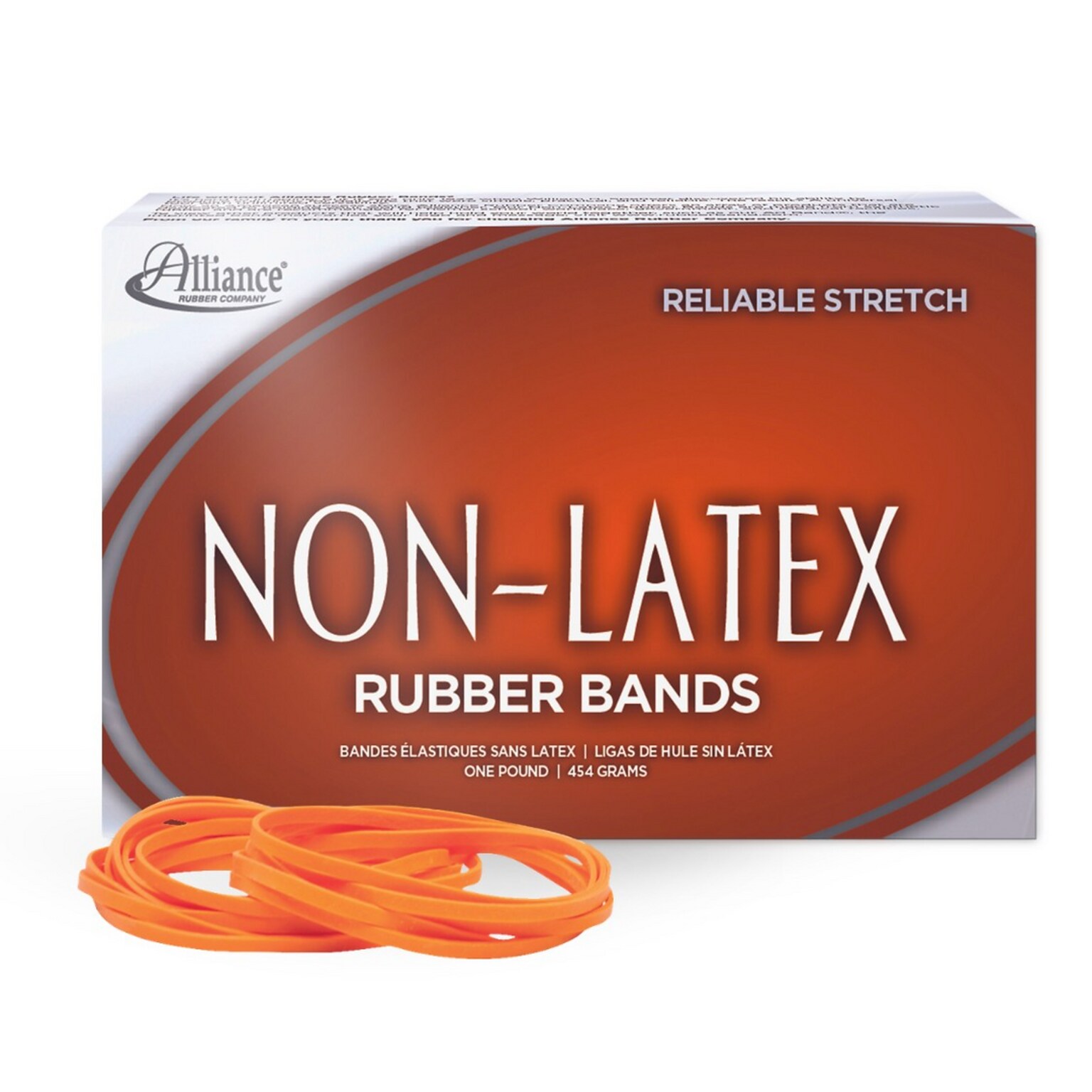 Alliance Non-Latex Multi-Purpose #33 Rubber Bands, 3-1/2 x 1/8, Orange, 720/Pack (37336)