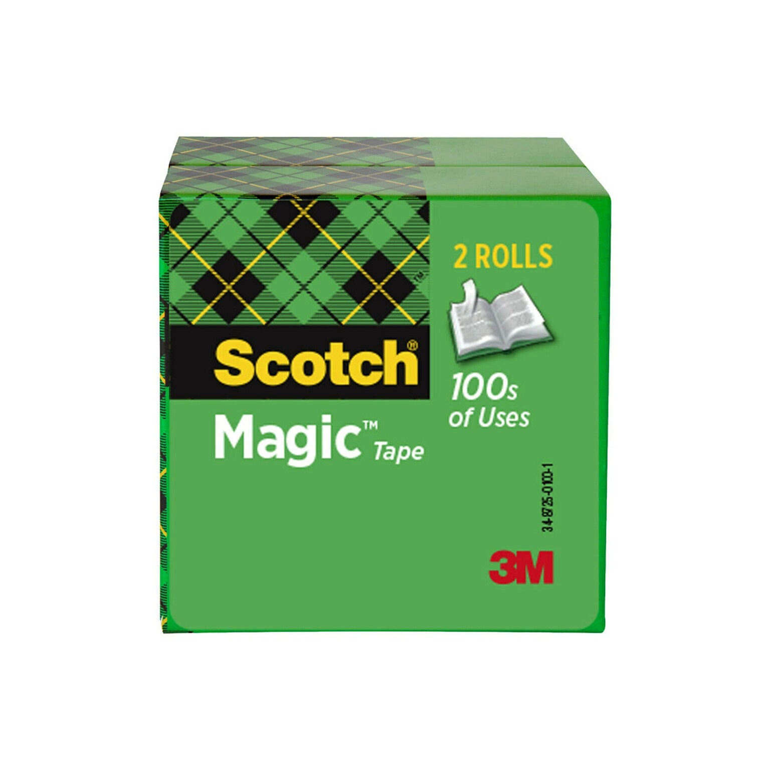 Scotch Magic Invisible Clear Tape Refill, 0.75 x 72 yds., 3 Core, Clear, 2 Rolls/Pack (810-2P34-72)