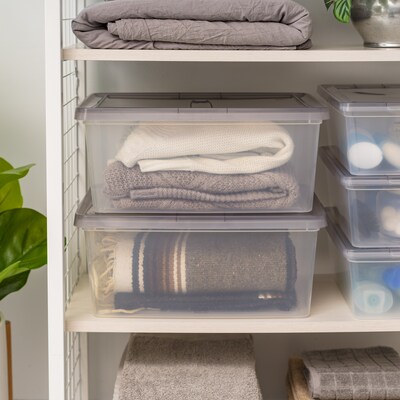 Iris 17 Quart Snap Top Plastic Snap Closure Storage Bin, Clear (500218)