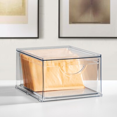 iDESIGN Small Stackable Plastic Storage Bin, Clear (80009)