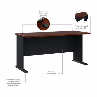 Bush Business Furniture Cubix 60"W Desk, Hansen Cherry/Galaxy (WC90460A)