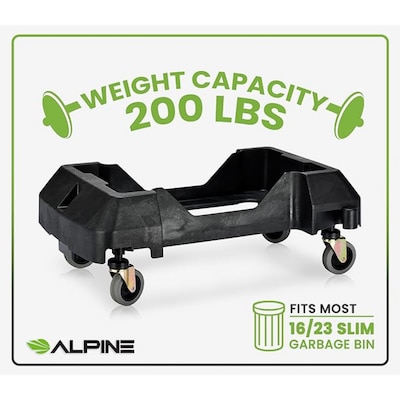 Alpine Industries Polypropylene Recycling Bin with Dolly, 23 Gallon, Assorted Colors, 3/Pack (ALP477-BGL-PKD)