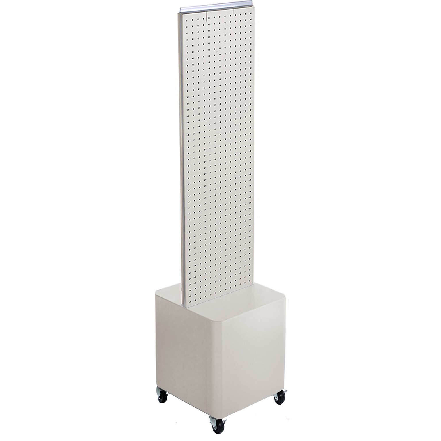 Azar Displays 44”H x 13.5W Floor Display on Studio Wheeled Base, White (700729-WHT-WB)