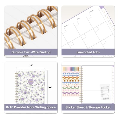 Blue Sky Sincerely Jules 8" x 10" Daily Planner, Purple/White (164243)