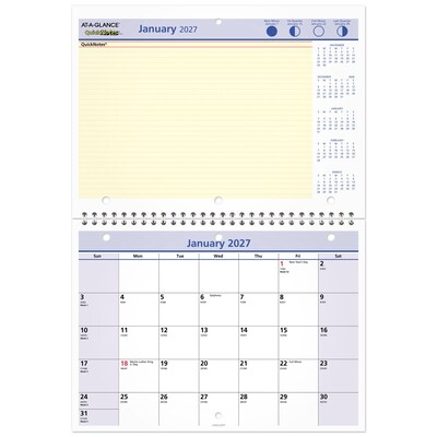 2027 AT-A-GLANCE QuickNotes 11 x 8 Monthly Wall Calendar (PM50-28-27)