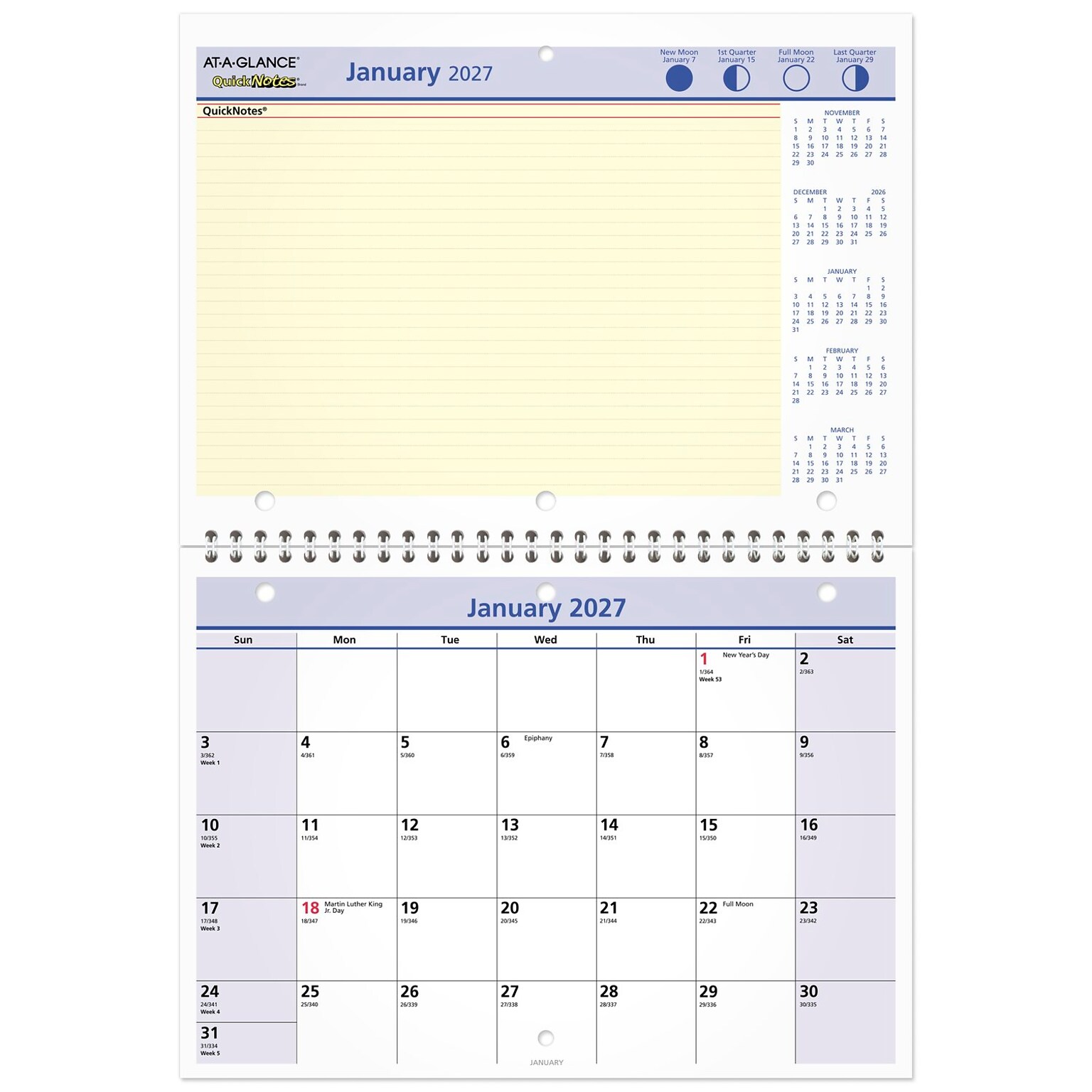 2027 AT-A-GLANCE QuickNotes 11 x 8 Monthly Wall Calendar (PM50-28-27)