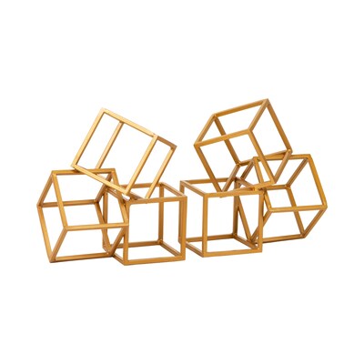 Mind Reader Geometric Cube Metal Book Ends, 6", Gold (BLOCKS2-GLD)
