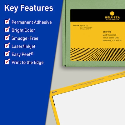 Avery Rectangle Laser/Inkjet Multipurpose Labels, 4.75 x 7.75, Bright Yellow (160/Box)