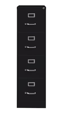 Hirsh Commercial 4-Drawer Vertical File Cabinet, Letter Size, Lockable, 52H x 15W x 22D, Black (17787)