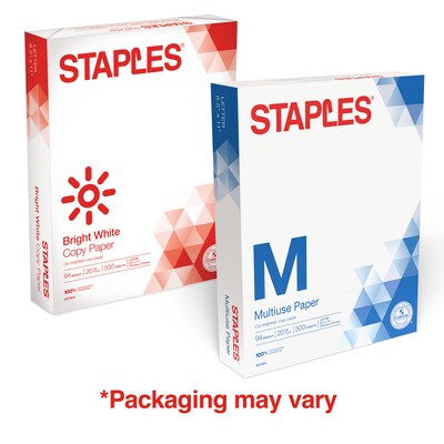 Staples Select 8.5 x 11 Copy Paper, 20 lbs., 94 Brightness, 500/Ream (20471)