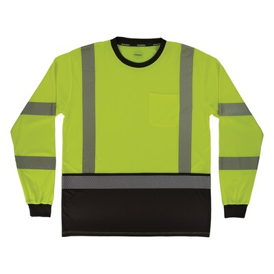 Ergodyne GloWear 8371BK High Visibility Long Sleeve Black Bottom T-Shirt, ANSI Type R Class 3, Lime, Medium (22293)