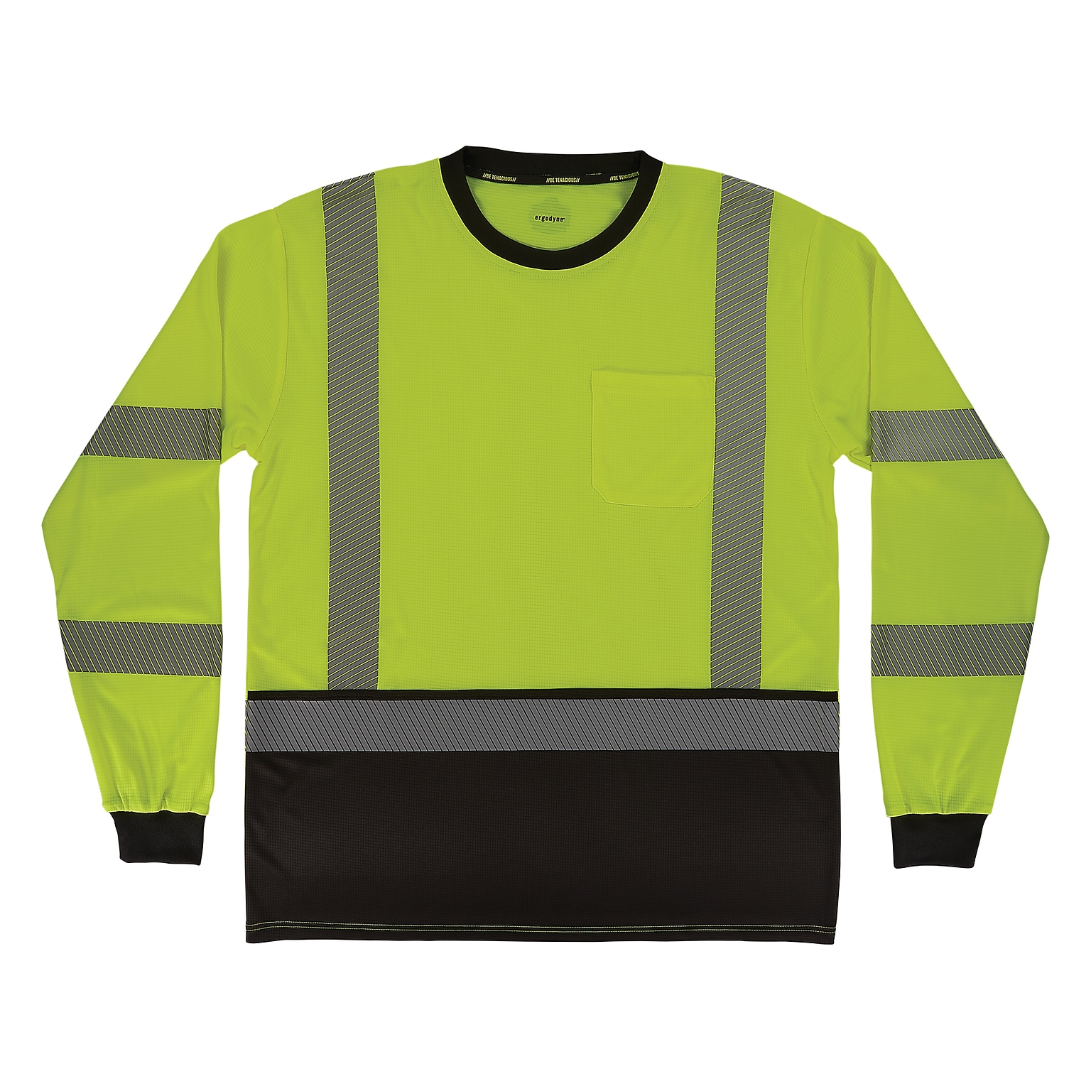 Ergodyne GloWear 8371BK High Visibility Long Sleeve Black Bottom T-Shirt, ANSI Type R Class 3, Lime, Medium (22293)
