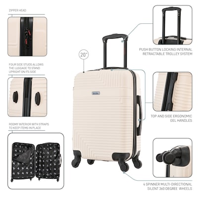 InUSA Resilience 21.65" Hardside Suitcase, 4-Wheeled Spinner, TSA Checkpoint Friendly, Sand (IURES00S-SAN)