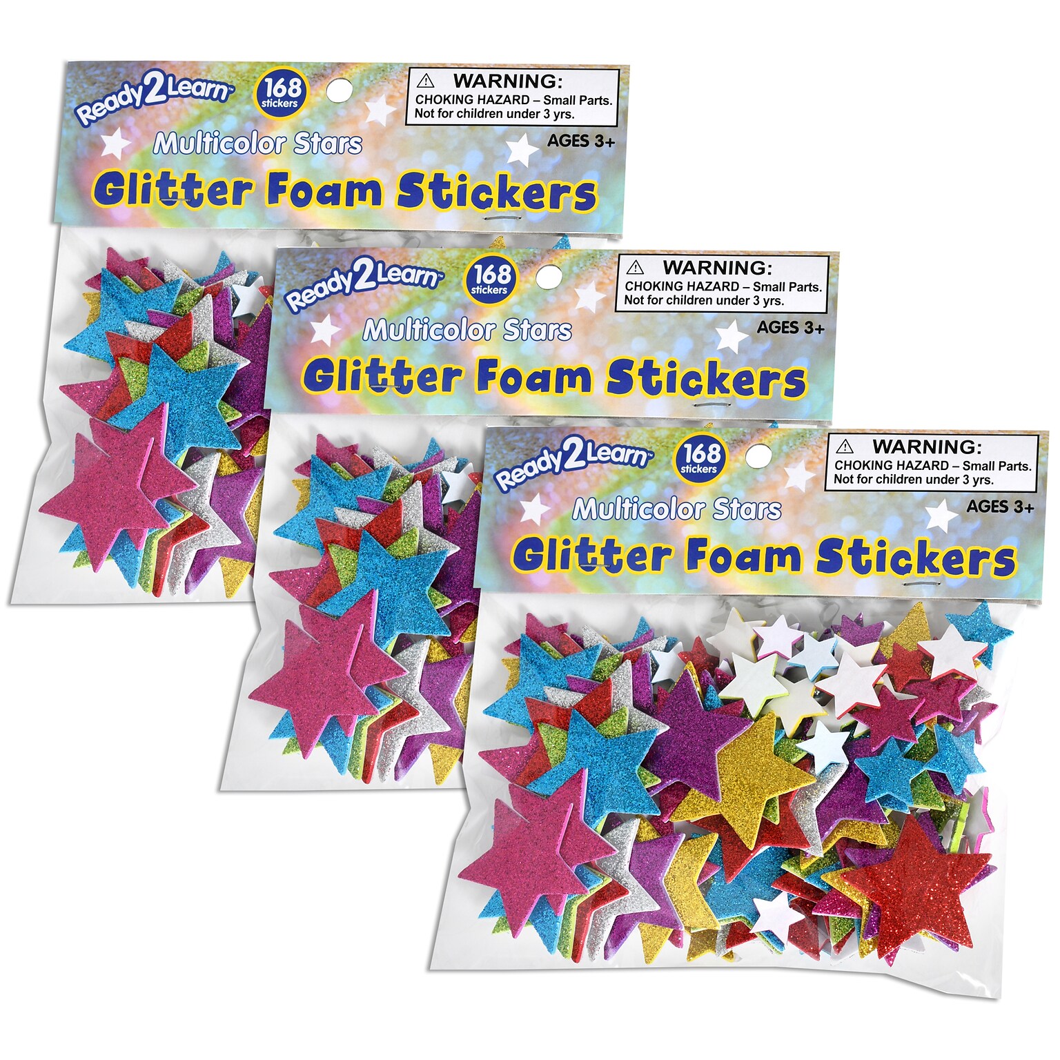 Ready2Learn Glitter Star Stickers, Multicolored, 168/Pack, 3/Bundle (CE-10082-3)