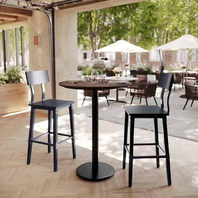 Flash Furniture Acadia 31.25 Round Wooden Dining Table, Dark Brown/Black Base (STRD31WBRTR18B)