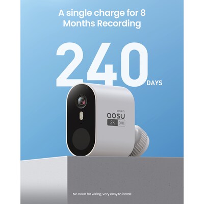 aosu 2K QHD 3.0-MP Outdoor Wireless 2-Camera System with HomeBase Recorder, 4-Channel, White (C6P2AH11)