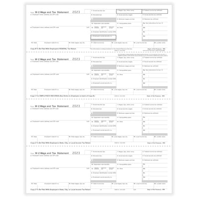 ComplyRight 2023 W-2 Tax Form, 4-Part, 4-Up, Employee Copy, 50/Pack (520650)