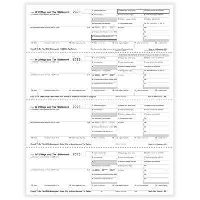 ComplyRight 2023 W-2 Tax Form, 4-Part, 4-Up, Employee Copy, 50/Pack (520650)