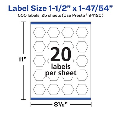 Avery Laser/Inkjet Decorative Edge Multipurpose Labels, 1-1/2" x 1-47/54", White, 500 Labels/Pack (94120)