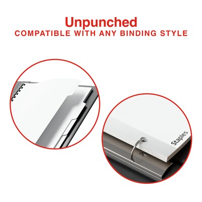 Staples Print On Label Dividers, White, 5-Tabs, 30 Sets (ST63049)