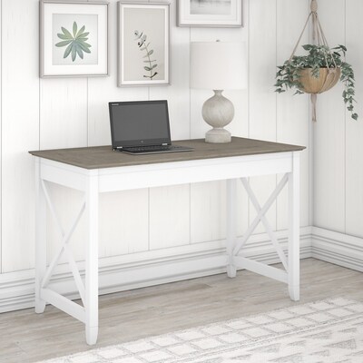 Bush Furniture Key West 48W Writing Desk, Shiplap Gray/Pure White (KWD148G2W-03)