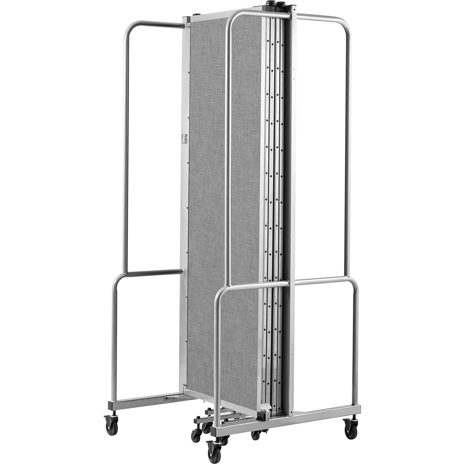 National Public Seating Robo Series 5-Panel Folding Mobile Room Divider, 72H x 72W, Grey Fabric (RDG6-5PT02)