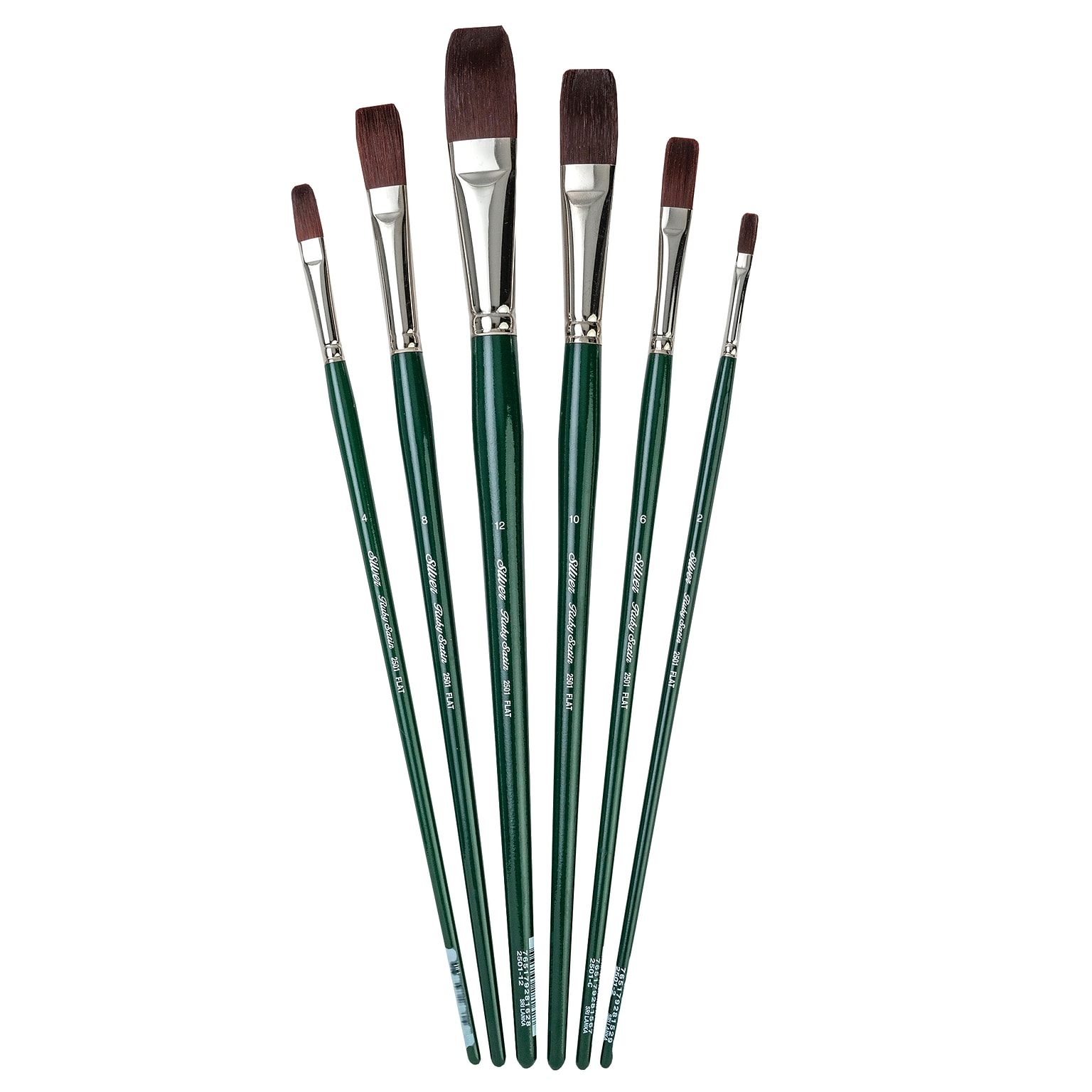 Silver Brush Ruby Satin Long Flat Brush, 6/Pack (SLVRS2594)