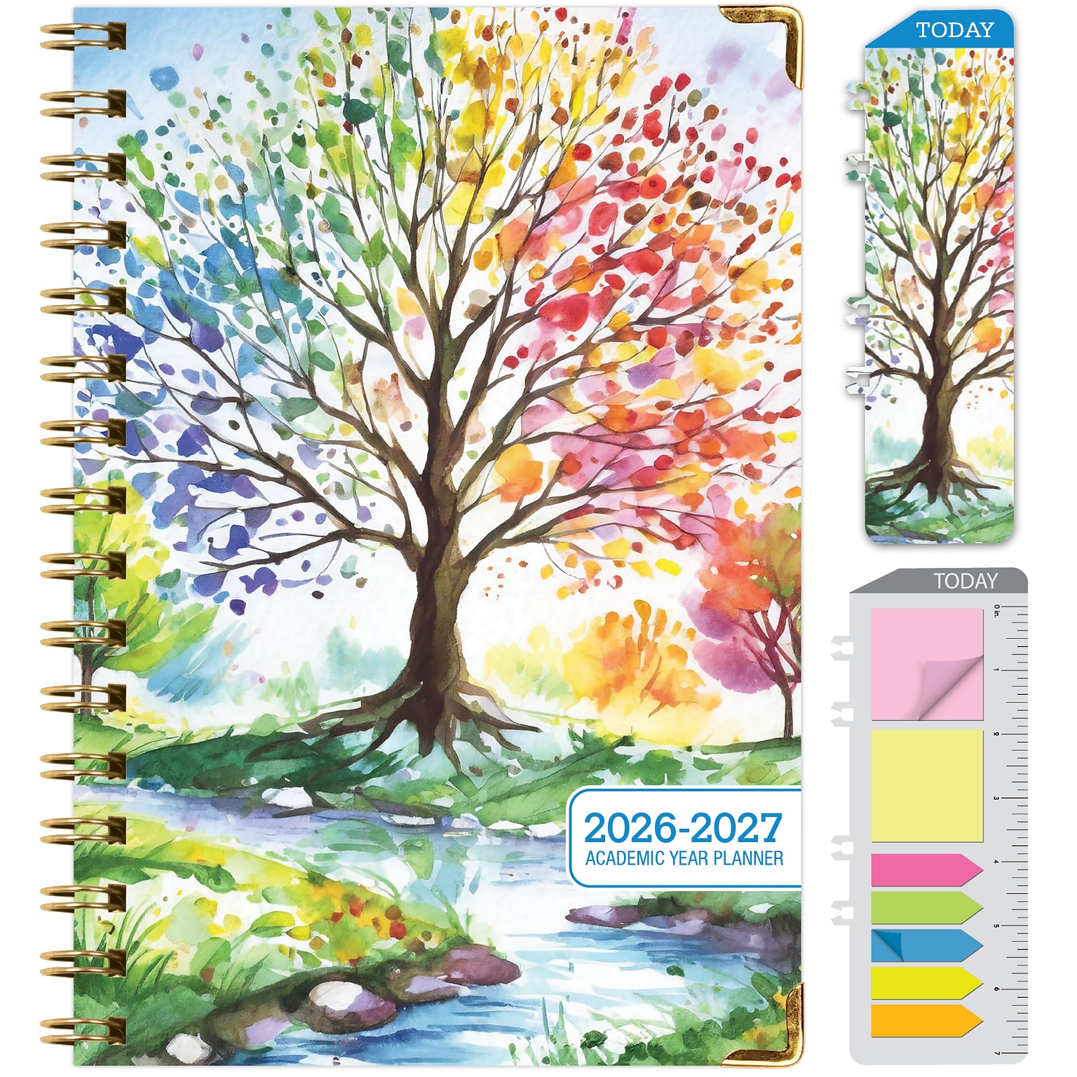 2026-2027 Excello Brands 5 x 8 Academic Weekly & Monthly Planner, Paperboard Cover, Tree Seasons (NAY27-58-20)