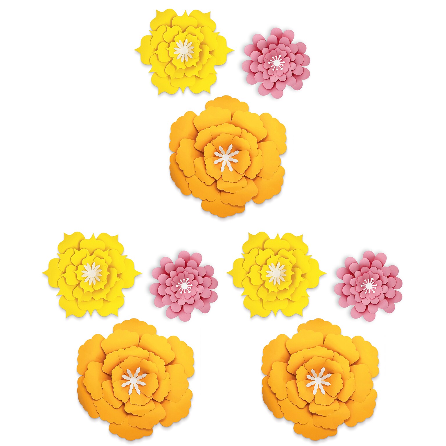 Happily Ever Elementary Creatively Inspired Orange, Yellow, Pink Flowers Accent, 3/Set, 3 Sets/Bundle (CD-107006-3)
