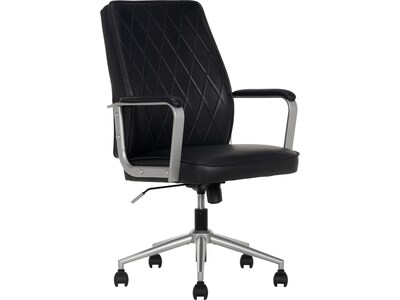 Elle Decor Amelia Ergonomic Polyurethane Swivel Computer and Desk Manager Chair, Black (60095-BLK)
