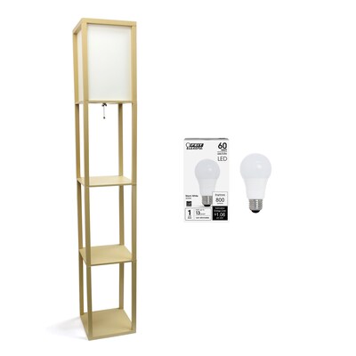Creekwood Home Classix 62.5" Wood Floor Lamp with Rectangular Shade, Tan (CWF-3007-TN-LB)