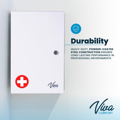 Viva Comfort Medium Double Door Medicine Locking Secure Storage Medical Cabinet, 0.3 cu. ft., White (ADIME999-02-WHI-MK)