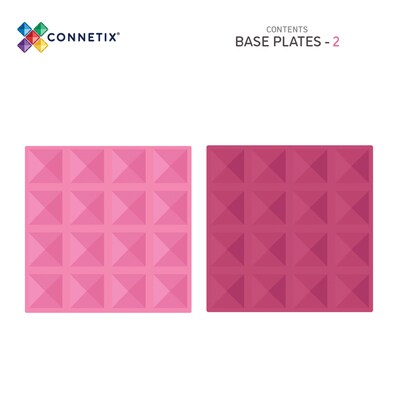 Connetix Magnetic Tiles Pastel Pink & Berry Base Plate, 2 Pieces (CNTPPB002BP)