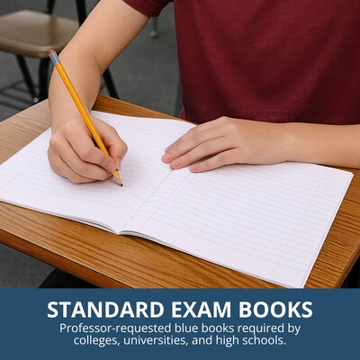 Roaring Spring Paper Products Exam Notebook, 7"x 8.5", Wide-Ruled, 8 Sheets, Blue, 600/Carton (77512CS)