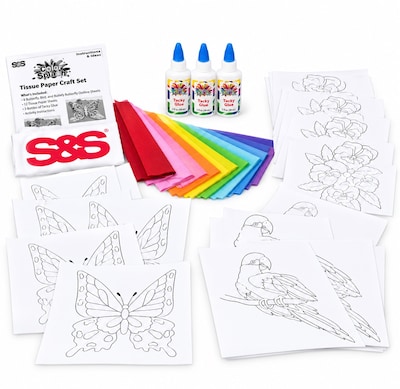 S&S Tissue Paper Collage Craft Kit, 12/Pack (GP1200)