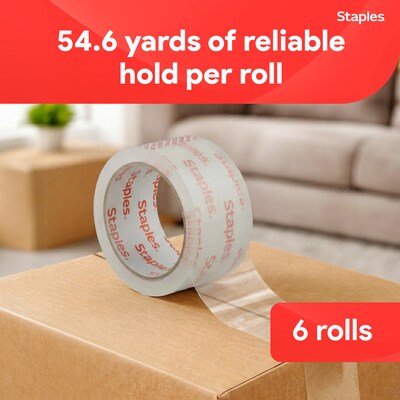 Staples Ultra Heavy Duty Shipping Packing Tape, 1.88" x 54.6 Yds, Clear, 6 Rolls/Pack (52196)