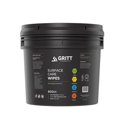 Gritt Commercial Professional All-Purpose Wipes with Bucket Dispenser, 800 Count (GRI5-RW-1-B)