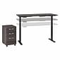 Bush Business Furniture Move 60 Series 72"W Electric Height Adj Standing Desk w/ Storage, Storm Gray/Black Powder (M6S006SGSU)