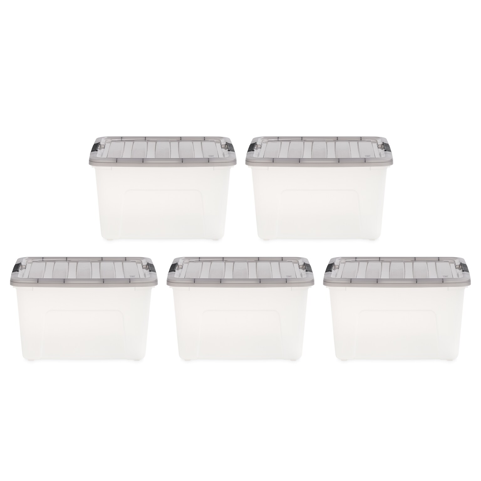 Iris 40 Quart Storage Bin with Latching Lid, Plastic, Clear, 5/Pack (500154)