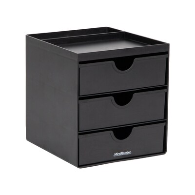 Mind Reader 3-Drawer Plastic Desk Organizer, Black (MINMACH3-BLK)