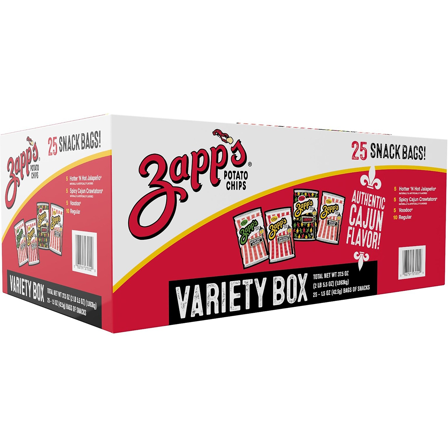 Utz Zapps Gluten Free Kettle-Style Potato Chips, 37.5 oz., 25 Bags/Carton (6095)